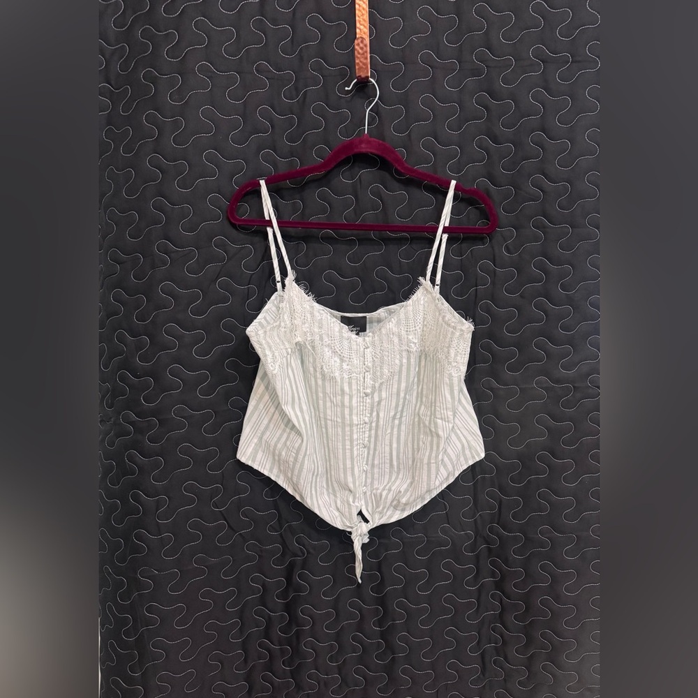 Lumiere Green and white stripe cami tank